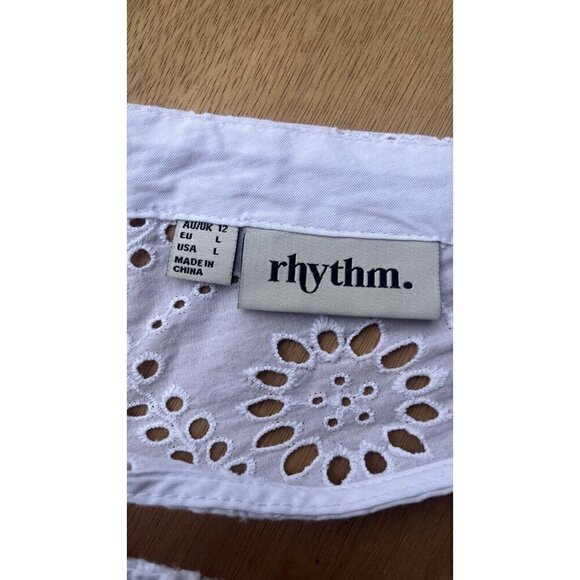 Rhythm Women's White Cotton Jungle Floral Eyelet Sleeveless Tank Top - Picture 3 of 16